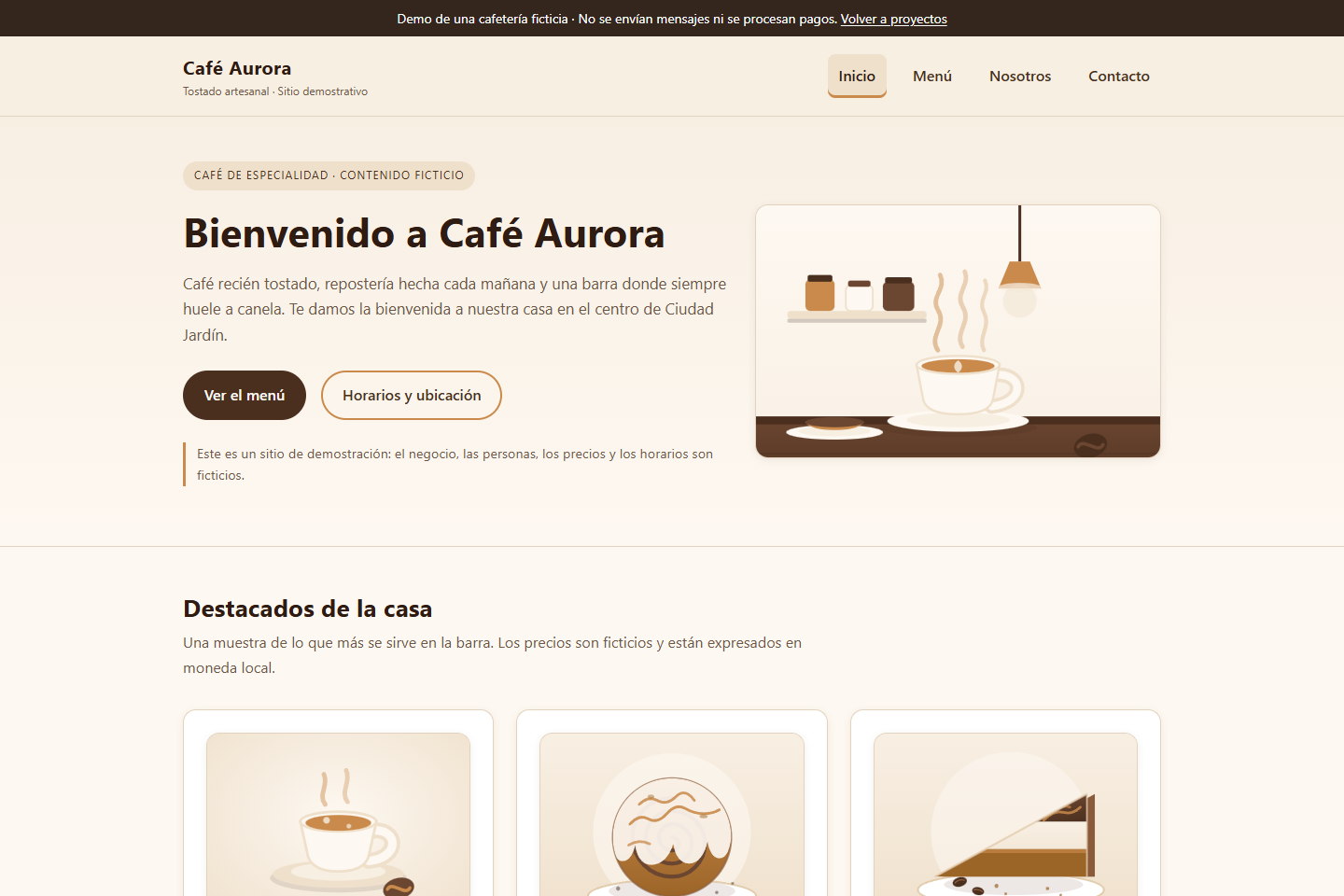 Café Aurora — coffee shop demo