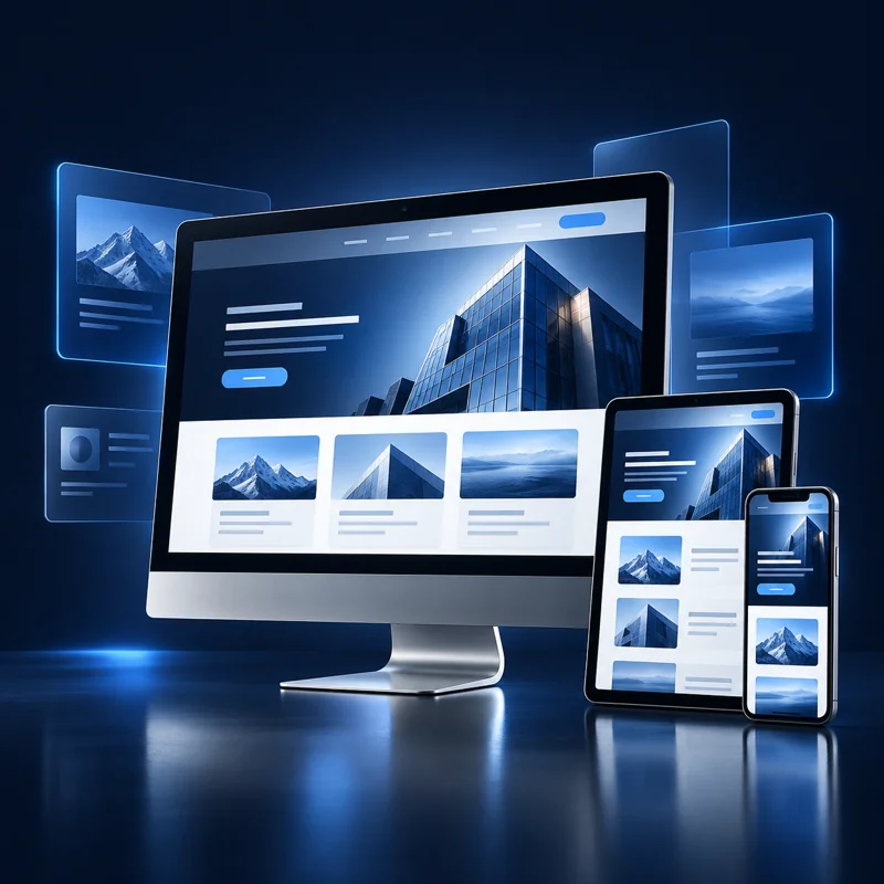 Business website on desktop, tablet and phone
